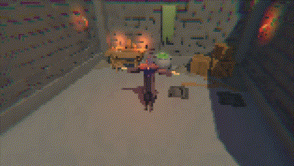 Scene switching between color palettes with a pixelization filter