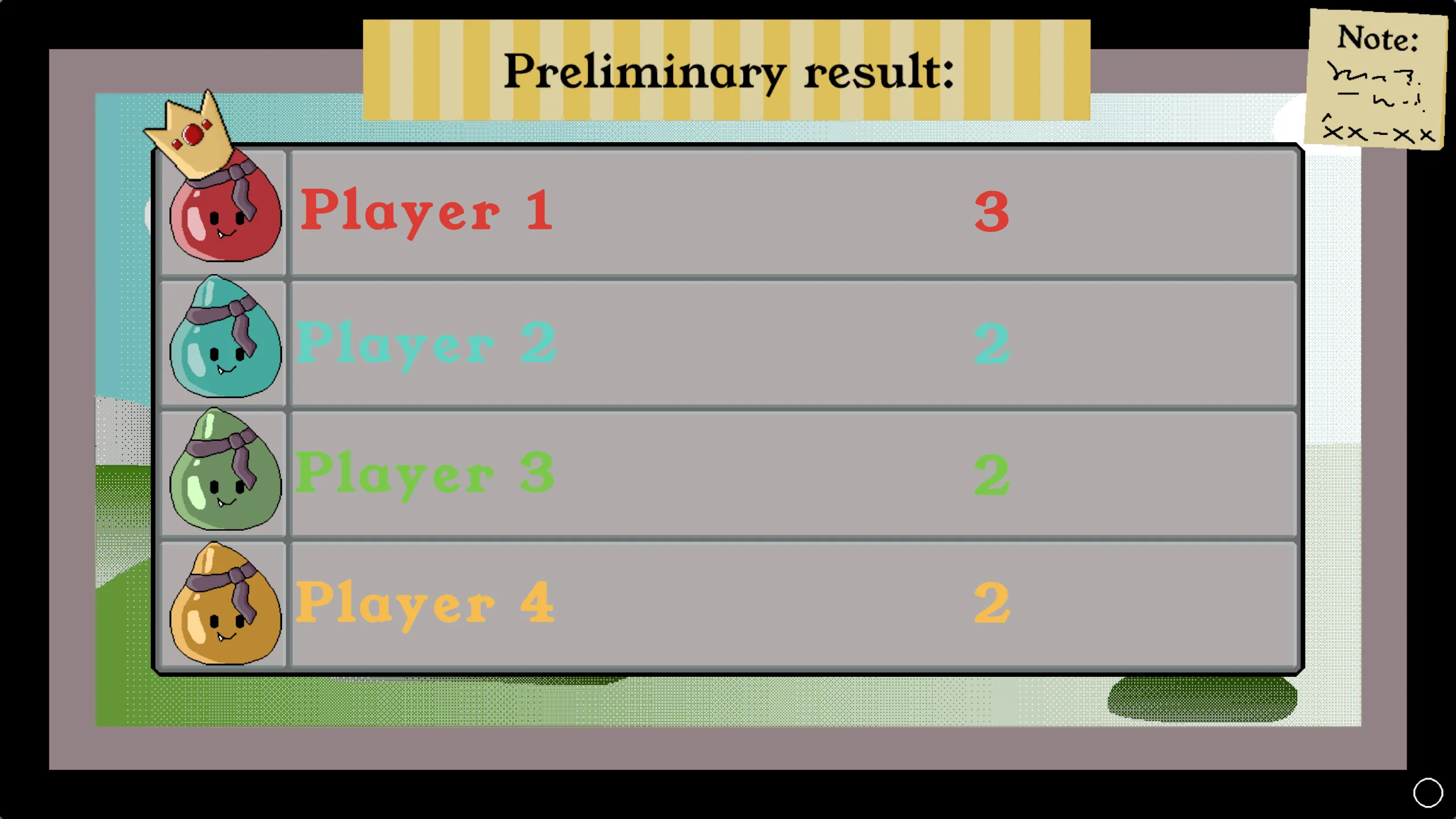 Scoring screen