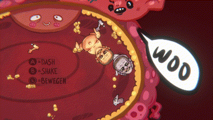 Animated gameplay: two fetuses fighting