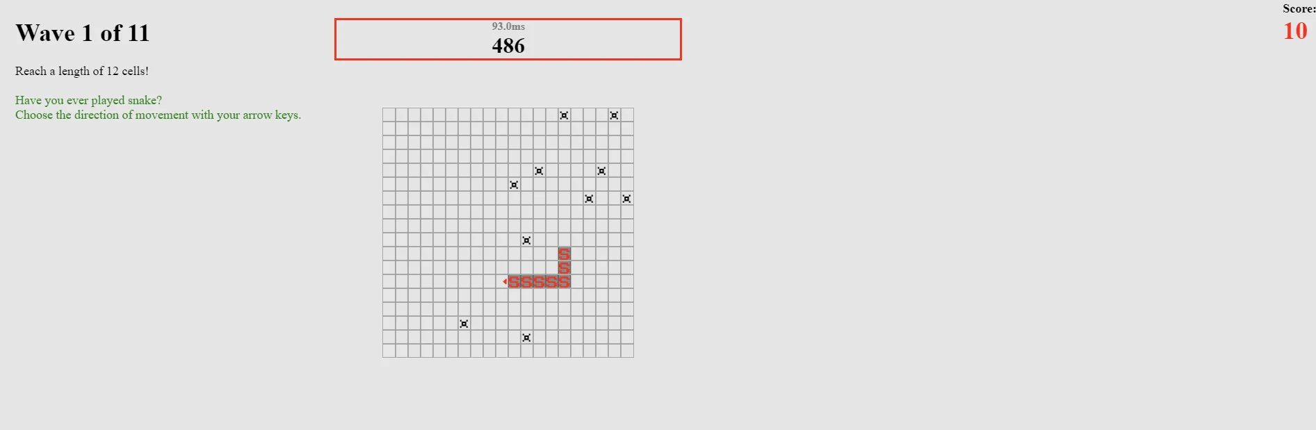SNOKE gameplay with ASCII snakes
