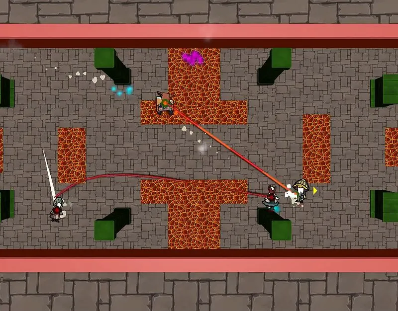 A mage flinging another player with rubber-link magic