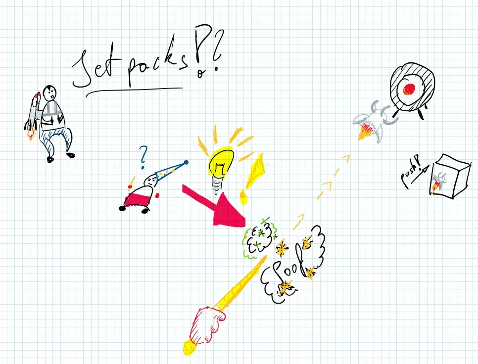 Sketch of a jetpack mechanic