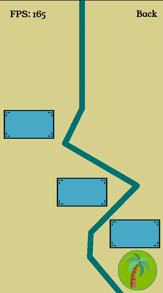 Oasis in-game: redirecting the river around blue boxes