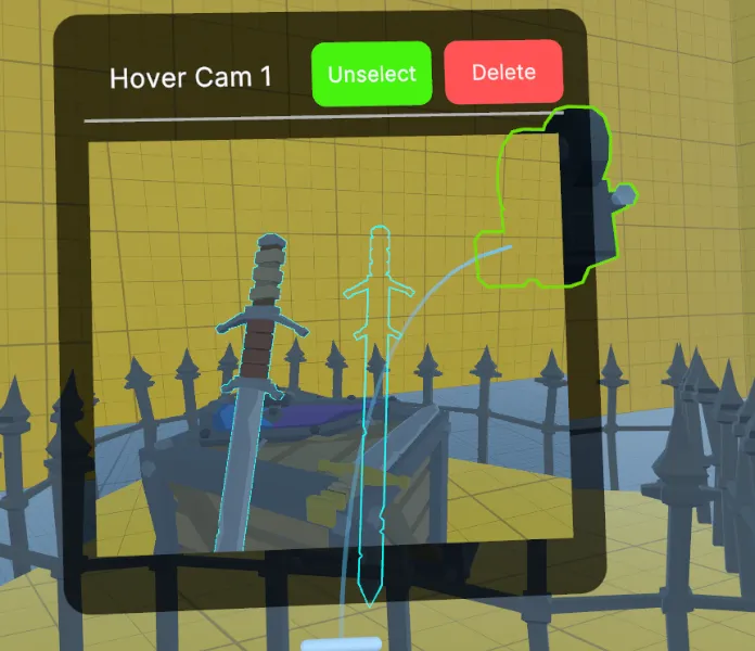 Selected camera highlighted with a coloured outline