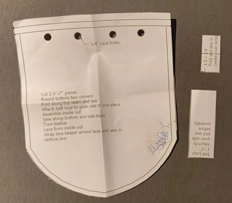 Leather satchel pattern pieces
