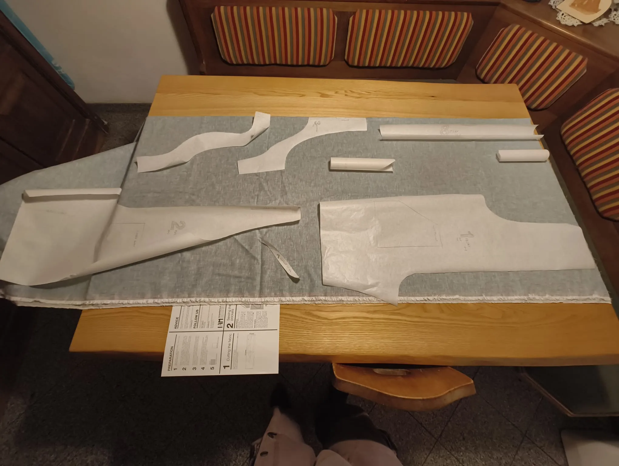 Sewing pattern pieces for the dungarees