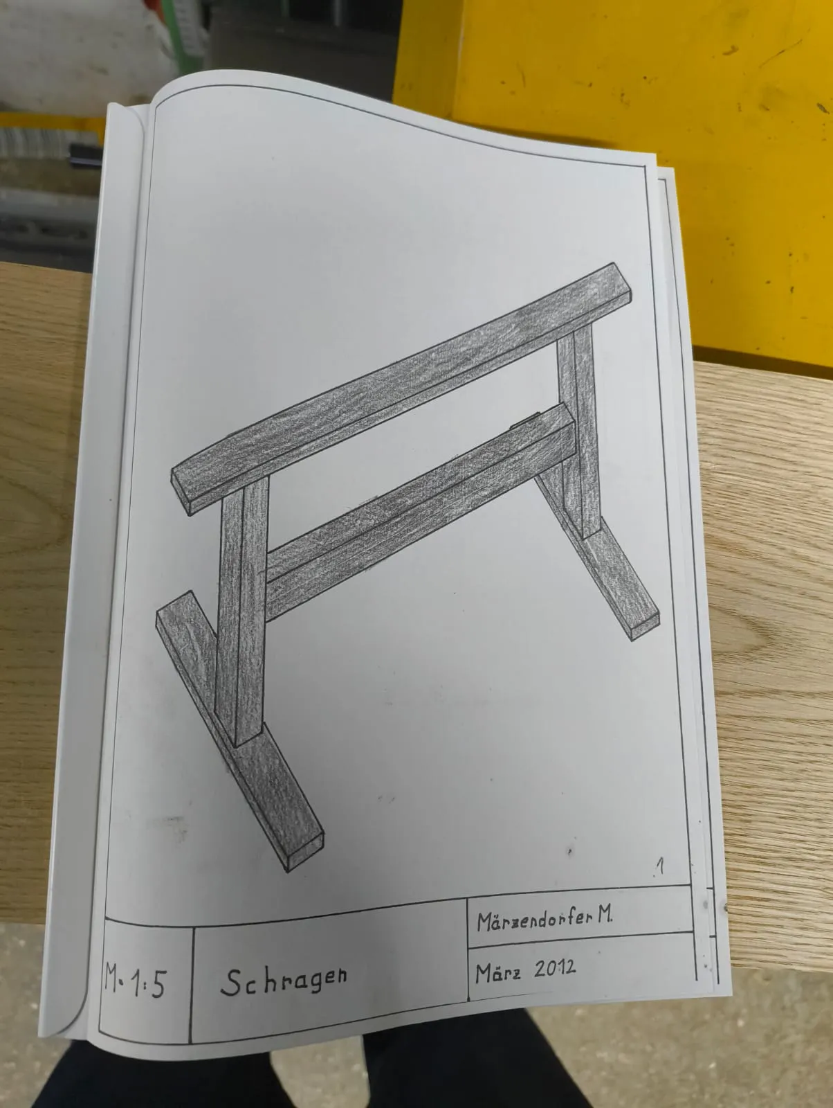Hand-drawn plan for the trestles