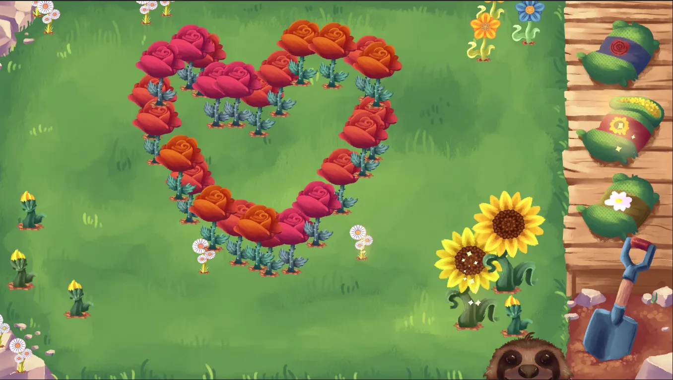 Flowers planted in a heart shape