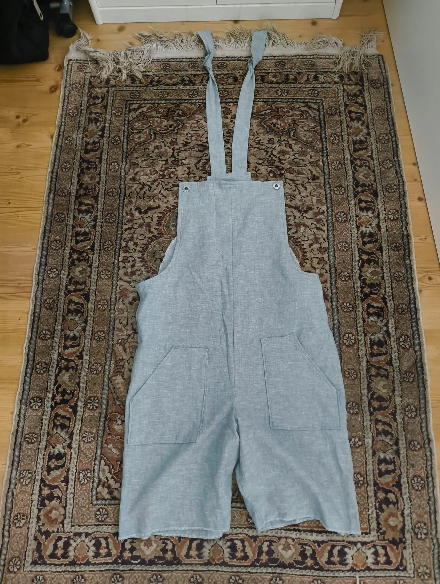 Finished sewn dungarees