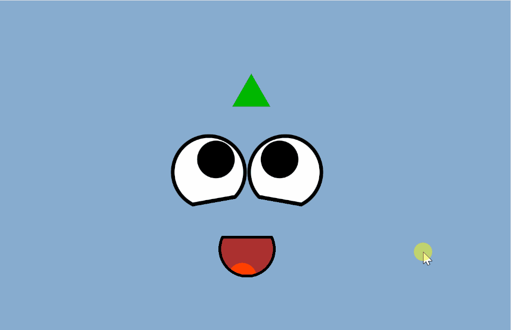 Procedural 2D face with googly eyes