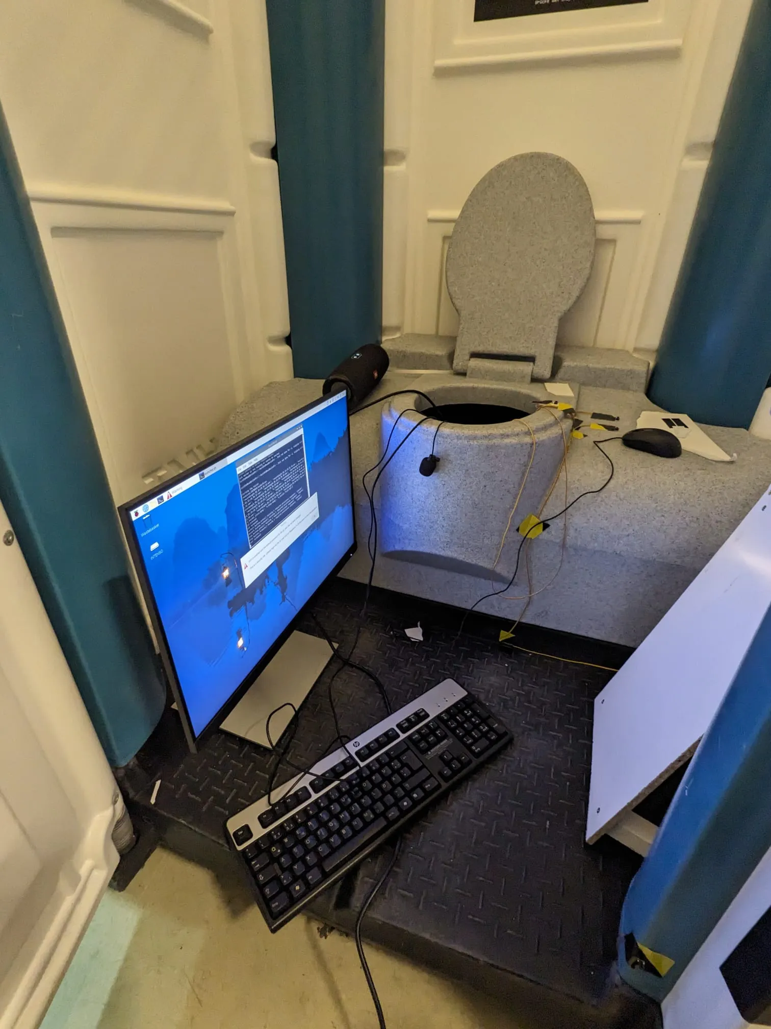 Setting up the electronics in the loo